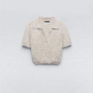 Zara Cream Faux Fur Fuzzy Top